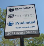 MayeCreate web design sign outside our Locust St. office in Columbia MO
